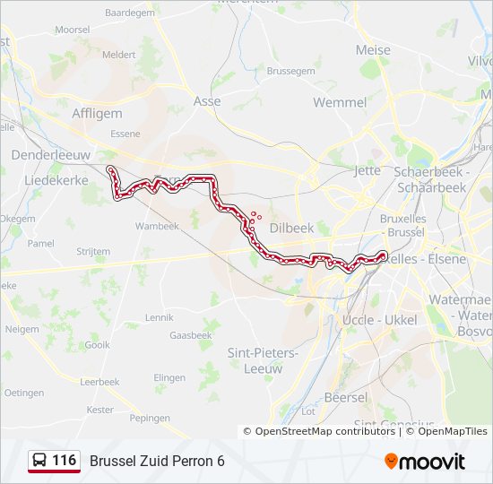 116 Route: dienstregelingen, haltes en kaarten - Brussel Zuid (Bijgewerkt)