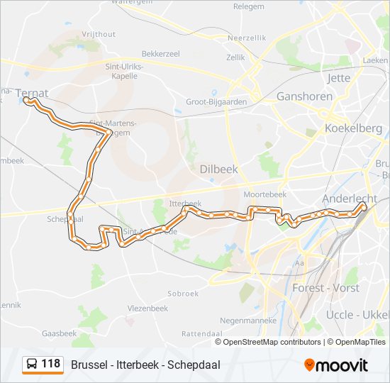 Plan de la ligne 118 de bus