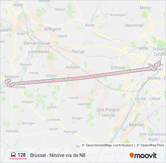 Goneryl aankomen beddengoed 128 Route: dienstregelingen, haltes en kaarten - Brussel Noord Afstaphalte