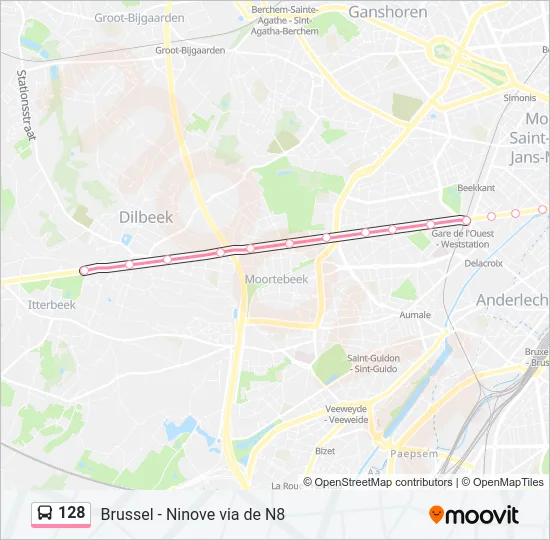 128 Bus Line Map