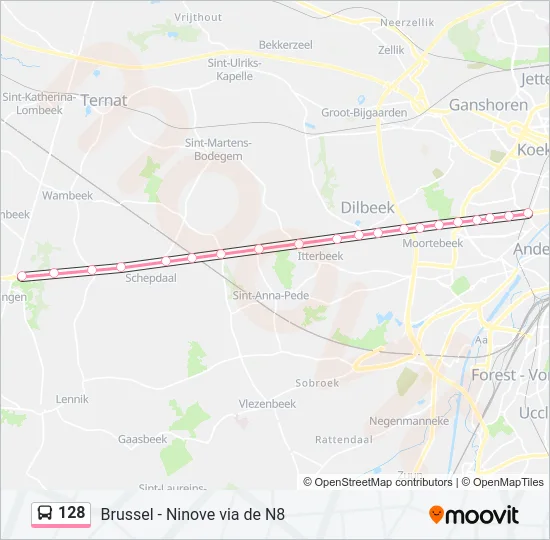 128 Bus Line Map