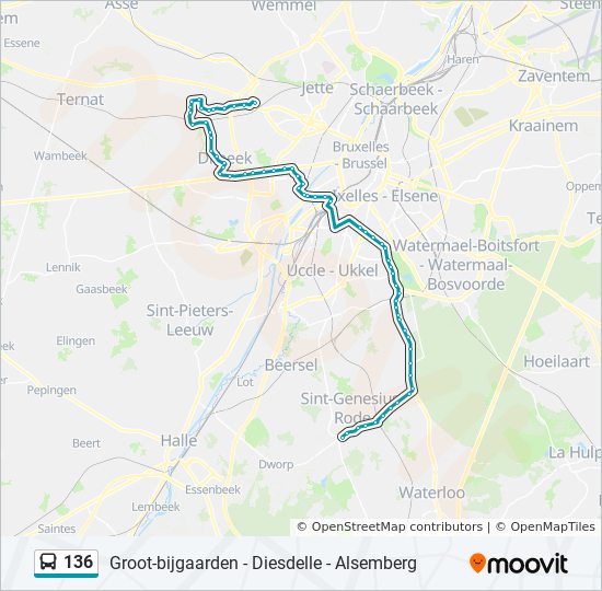 136 Route: dienstregelingen, en kaarten - Dilbeek (Bijgewerkt)