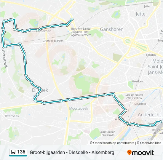 136 Bus Line Map