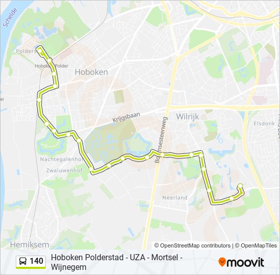 Plan de la ligne 140 de bus