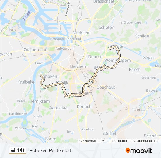 Bus 141 Route Map 141 Route: Schedules, Stops & Maps - Hoboken Polderstad (Updated)