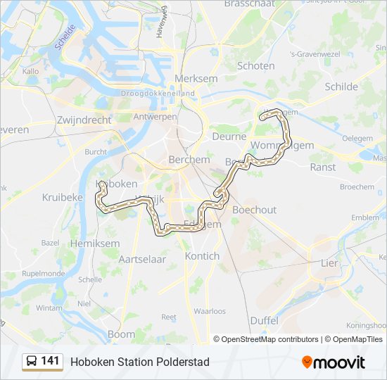 Plan de la ligne 141 de bus