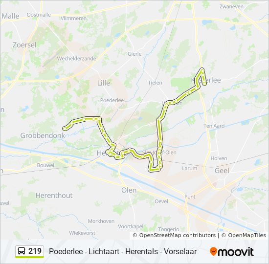 Plan de la ligne 219 de bus