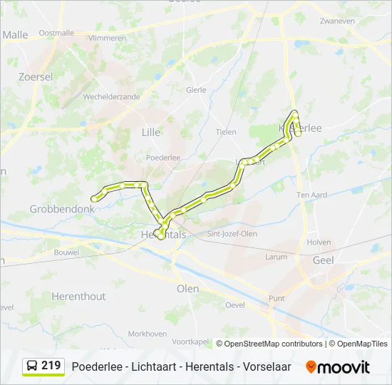 219 Bus Line Map