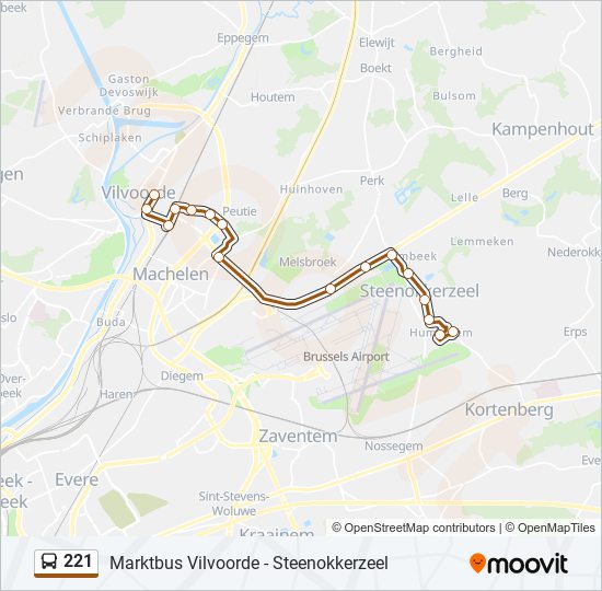 Plan de la ligne 221 de bus