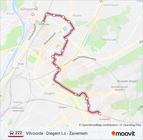 222 bus Line Map