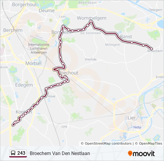 Route: dienstregelingen, haltes en kaarten Van Den Nestlaan