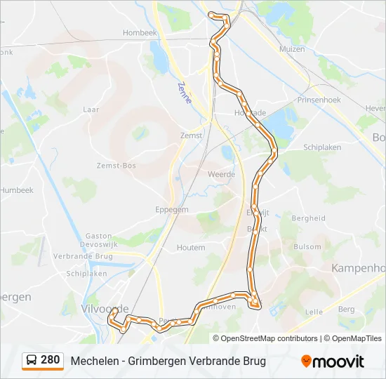 280 Bus Line Map