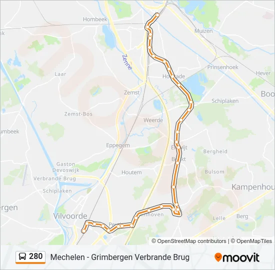 280 Bus Line Map