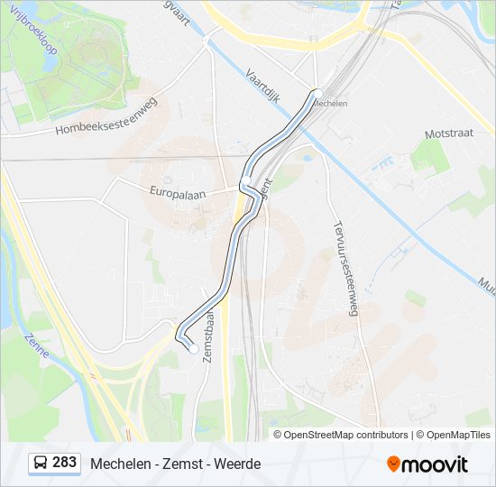 Plan de la ligne 283 de bus