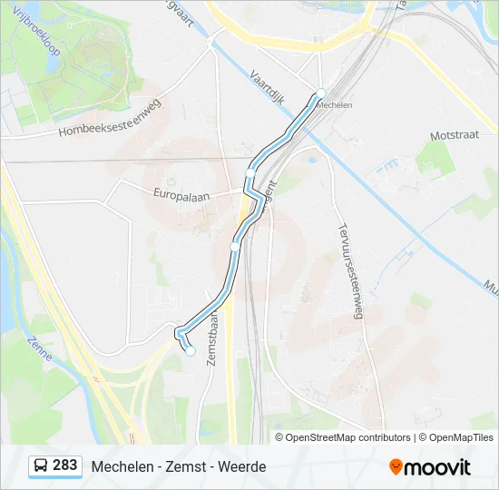 283 Bus Line Map