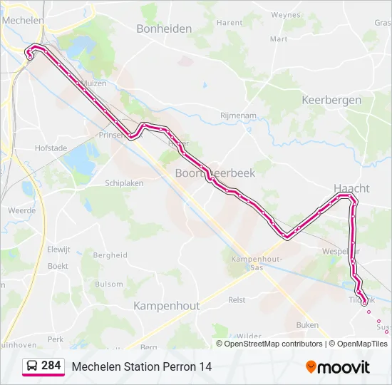 284 Bus Line Map