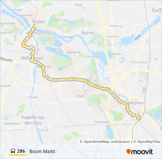 Plan de la ligne 286 de bus