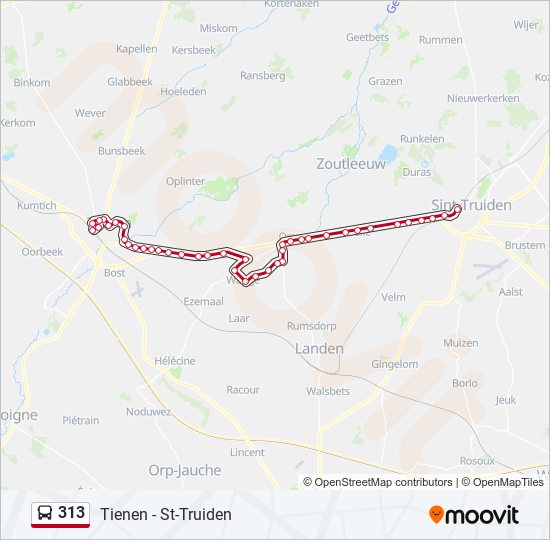 Plan de la ligne 313 de bus