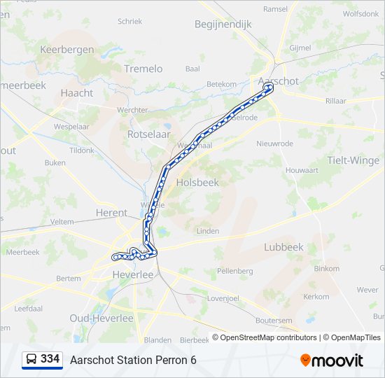 Plan de la ligne 334 de bus