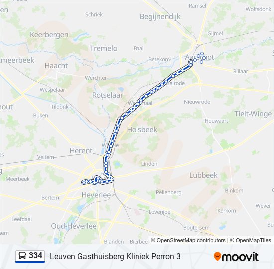 Plan de la ligne 334 de bus