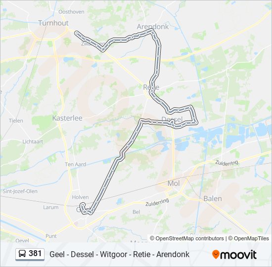 Plan de la ligne 381 de bus