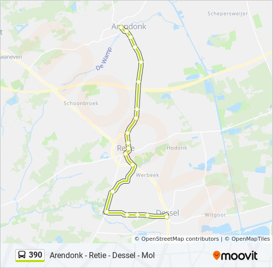 Plan de la ligne 390 de bus