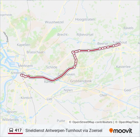warmte Noord Fonetiek 417 Route: dienstregelingen, haltes en kaarten - Antwerpen Roosevelt Perron  A3