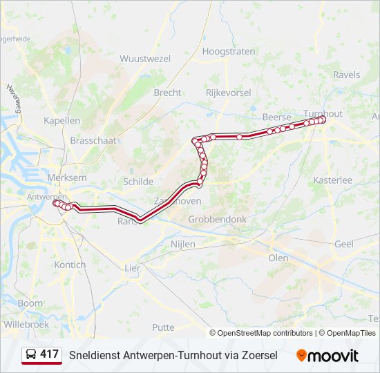 Plan de la ligne 417 de bus