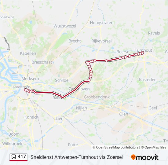 Plan de la ligne 417 de bus