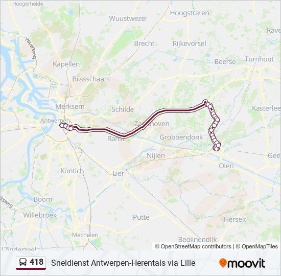 Plan de la ligne 418 de bus