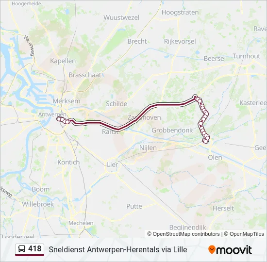 418 Bus Line Map