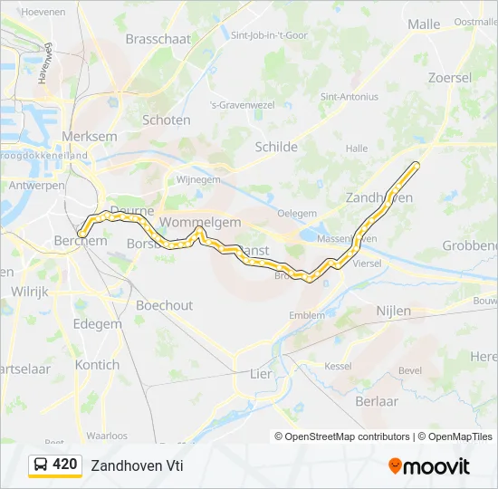 Plan de la ligne 420 de bus