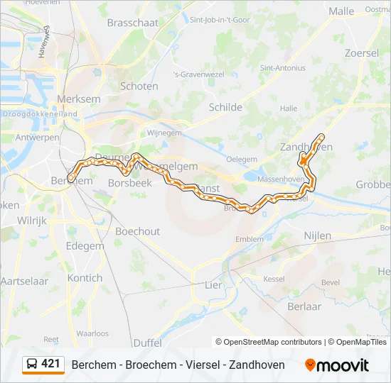421 Bus Line Map