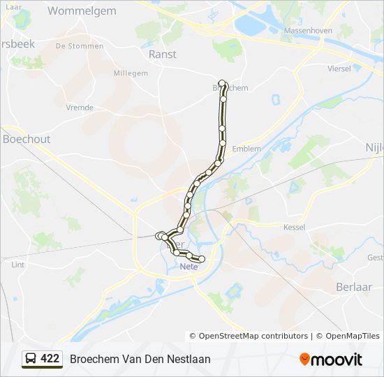 Plan de la ligne 422 de bus