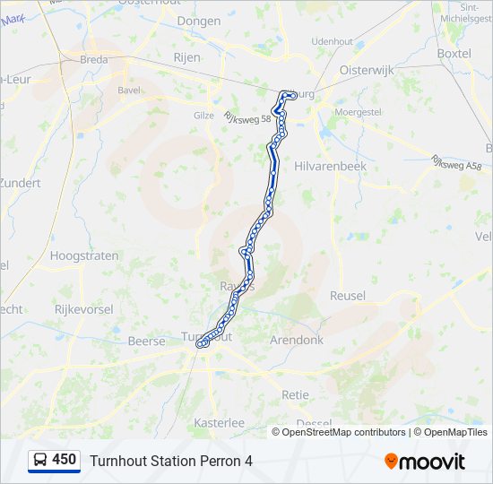 Plan de la ligne 450 de bus