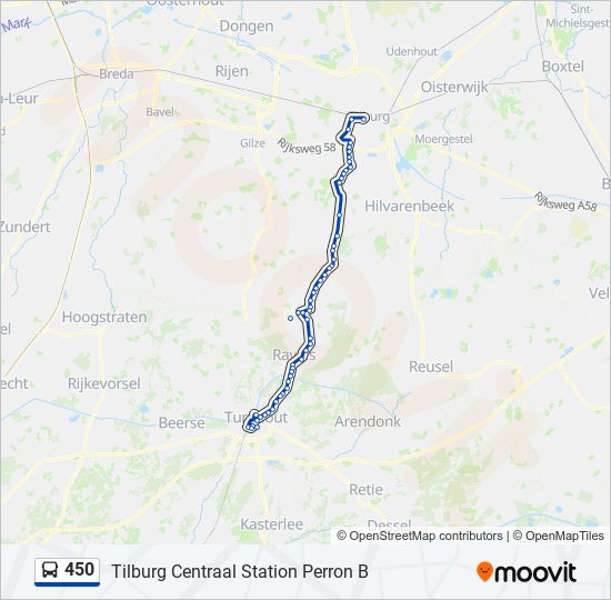 Plan de la ligne 450 de bus