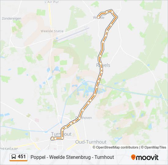 Plan de la ligne 451 de bus