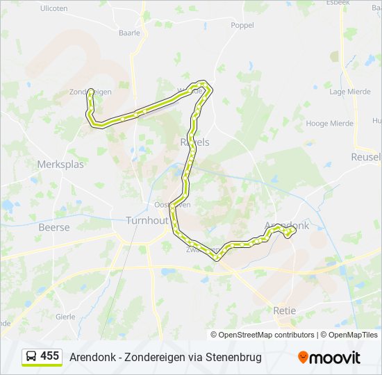 Plan de la ligne 455 de bus