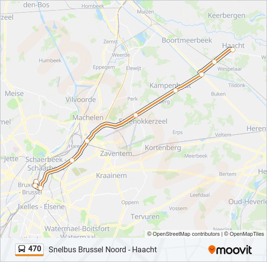 Plan de la ligne 470 de bus