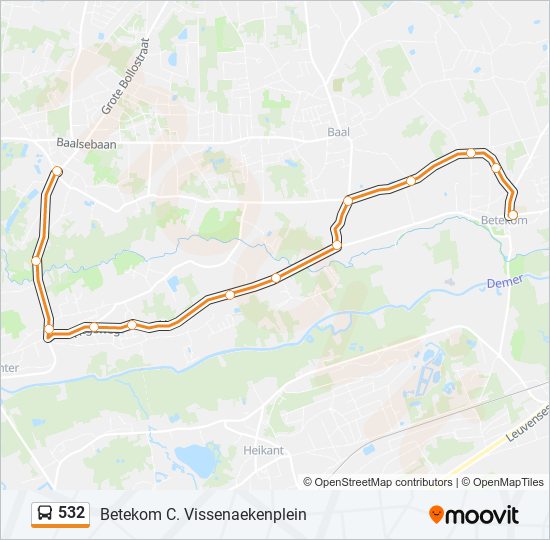 Plan de la ligne 532 de bus