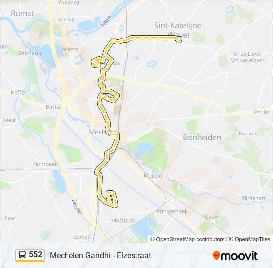 Plan de la ligne 552 de bus