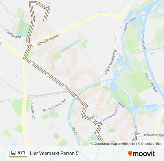 Bus 571 lijnkaart