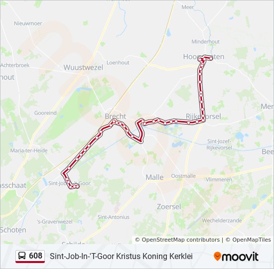 Plan de la ligne 608 de bus