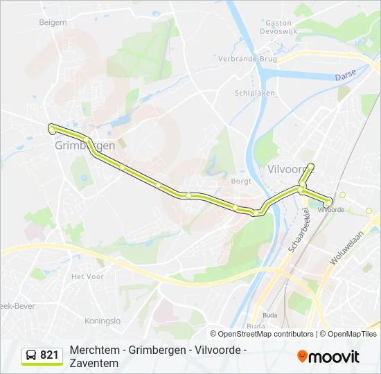821 Bus Line Map