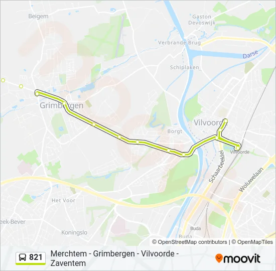 821 Bus Line Map