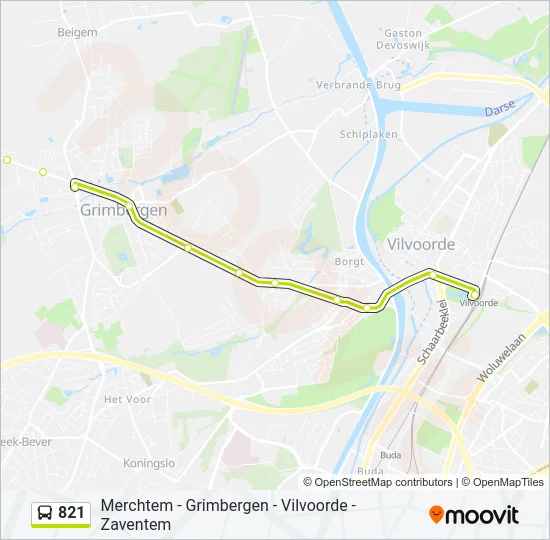 821 Bus Line Map