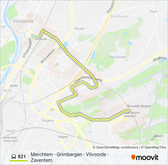 821 Bus Line Map
