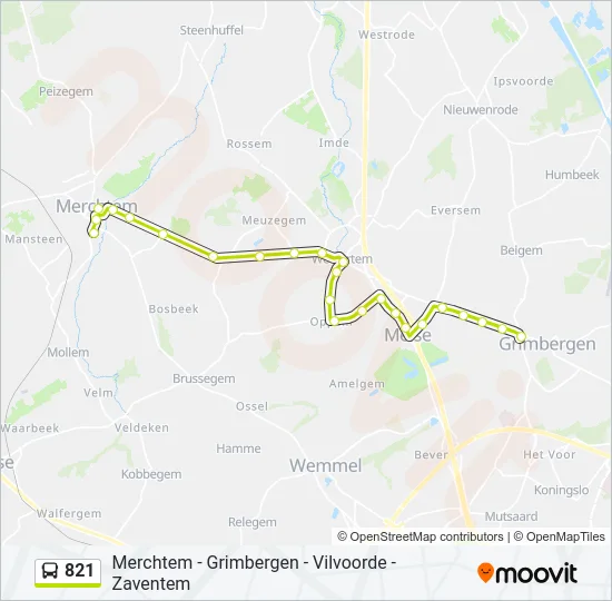 821 Bus Line Map