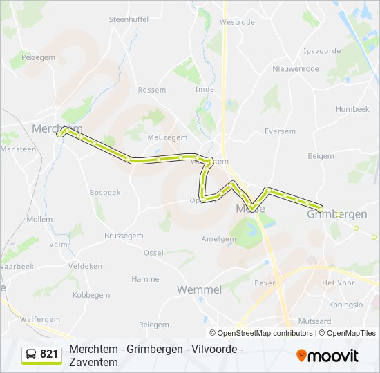 821 bus Line Map