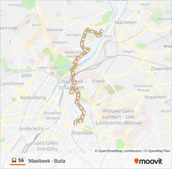Schema Map.pdf 56 Route: dienstregelingen, haltes en kaarten - Buda (Bijgewerkt)
